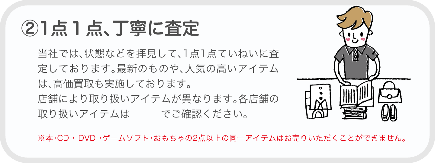 ②1点１点、丁寧に査定