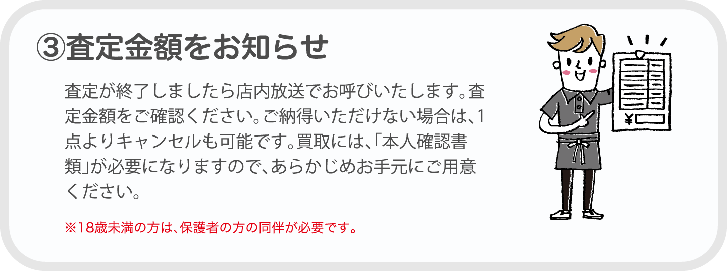 ③査定金額をお知らせ