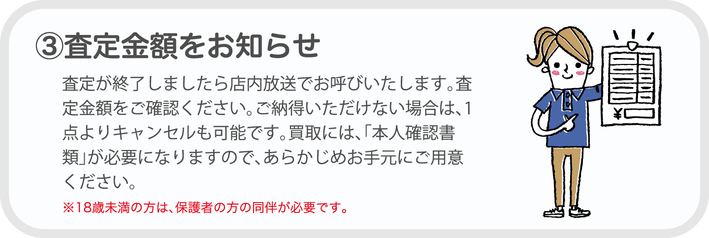 ③査定金額をお知らせ